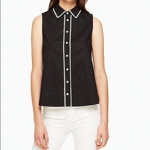 Lace Inset Sleeveless Top In Black